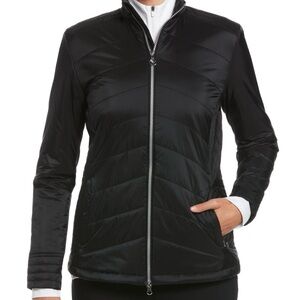 Women's Callaway Black Quilted Golf Jacket with multi-needle stitching Medium